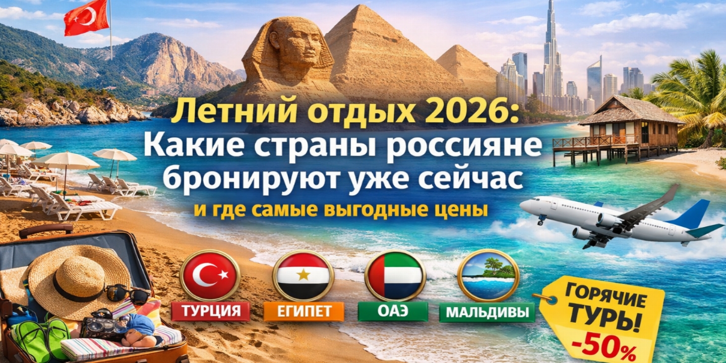 Летний отдых 2026: какие страны россияне бронируют уже сейчас и где самые выгодные цены