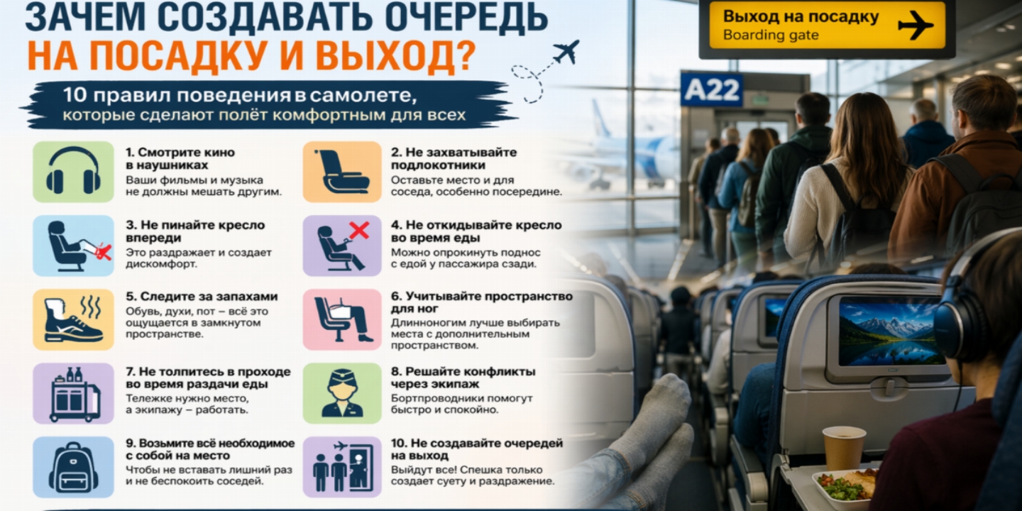 Почему не стоит создавать очереди у гейта и в самолёте: 10 простых правил комфортного полёта