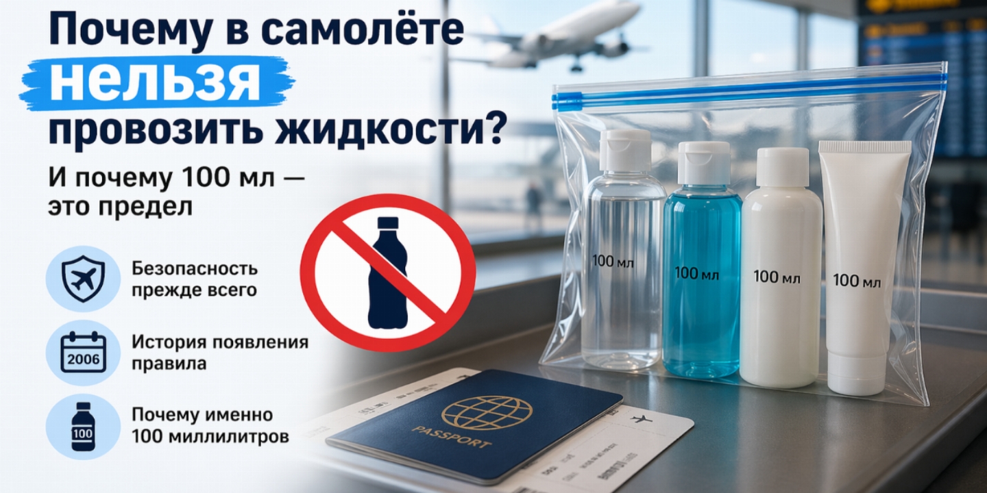 Почему в самолёте нельзя провозить жидкости и откуда взялось правило 100 мл