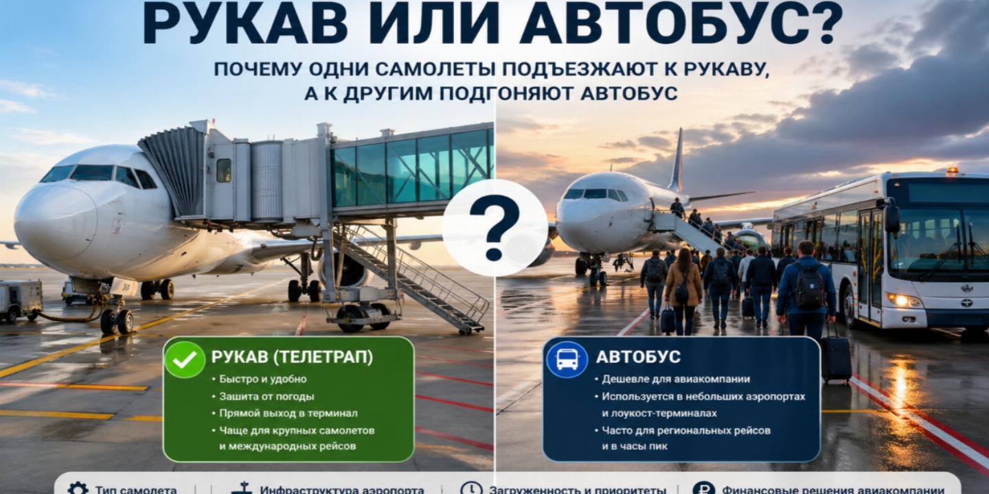 Рукав или автобус: почему одни самолёты стыкуются с терминалом, а к другим везут пассажиров?