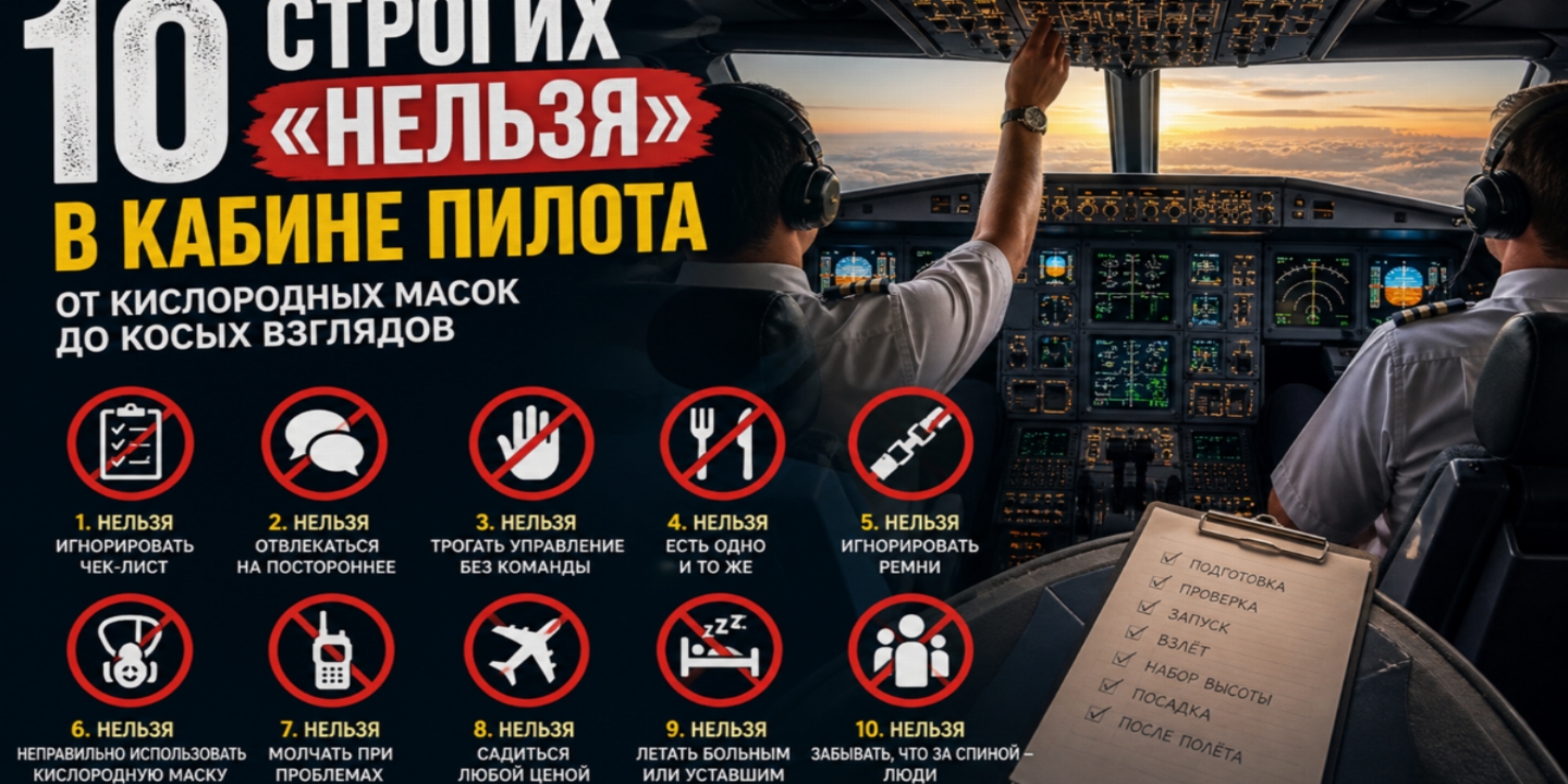 10 строгих «нельзя» в кабине пилота: правила, которые не обсуждаются