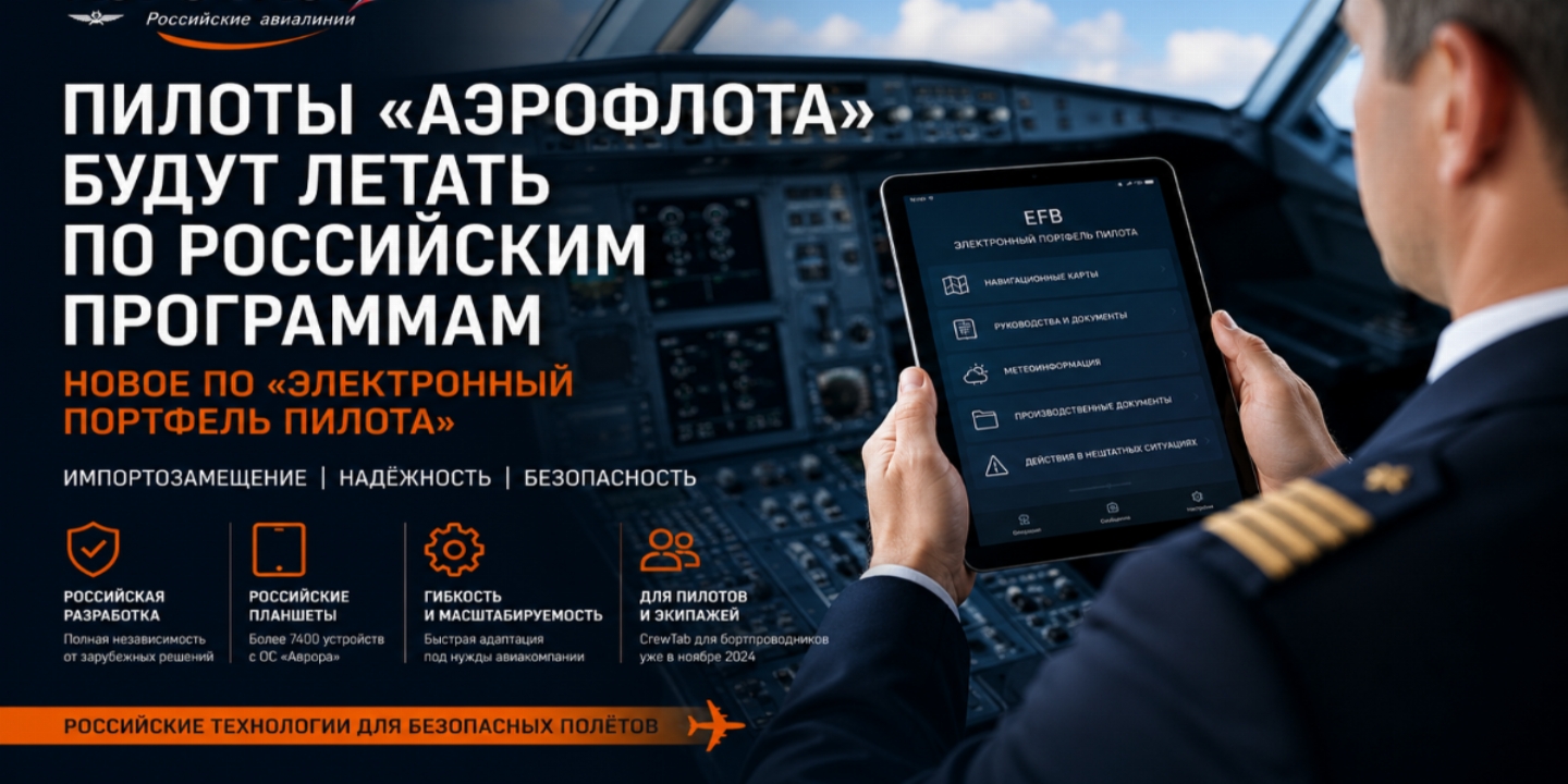 Пилоты «Аэрофлота» переходят на российские планшеты и отечественное ПО