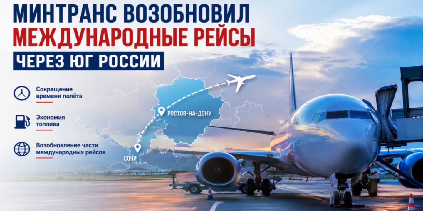Минтранс открыл «южный коридор»: часть международных рейсов вернулась в небо России