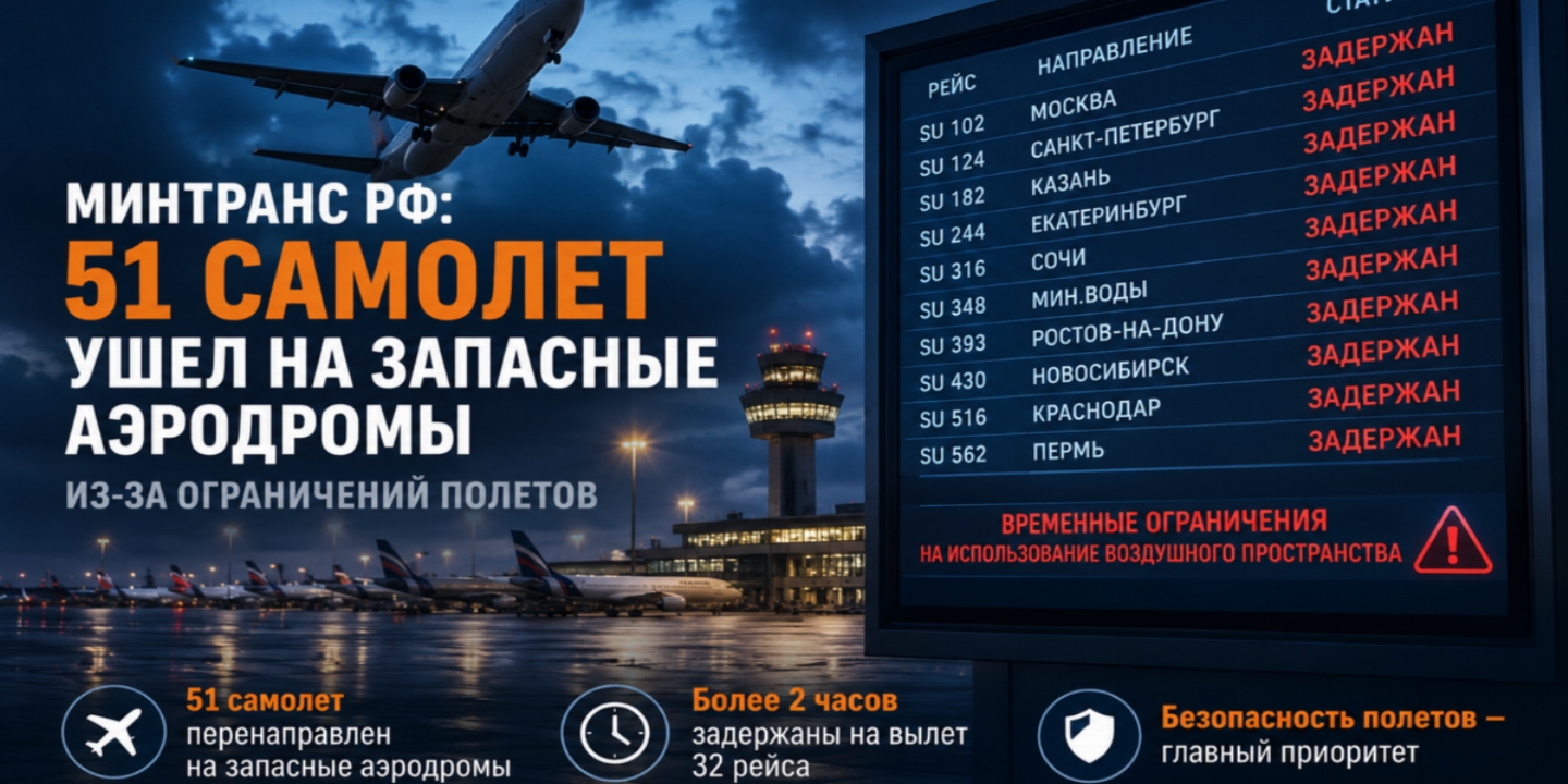 Ночная турбулентность: десятки рейсов перенаправлены из-за ограничений в воздушном пространстве России