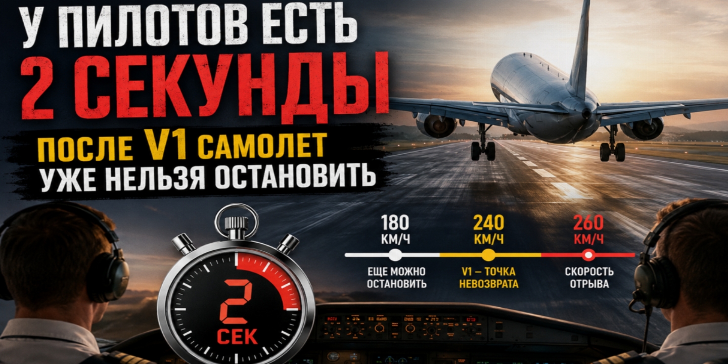 У пилотов есть всего 2 секунды: почему после скорости V1 остановить самолет почти невозможно