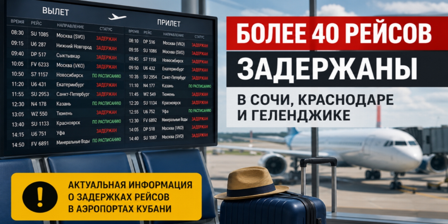 Свыше 40 рейсов задержаны в аэропортах Краснодарского края: что происходит с авиасообщением