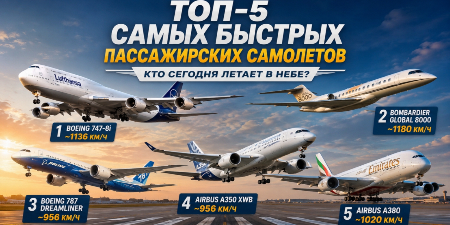 Топ-5 самых быстрых пассажирских самолётов в мире: на каких лайнерах сегодня можно летать