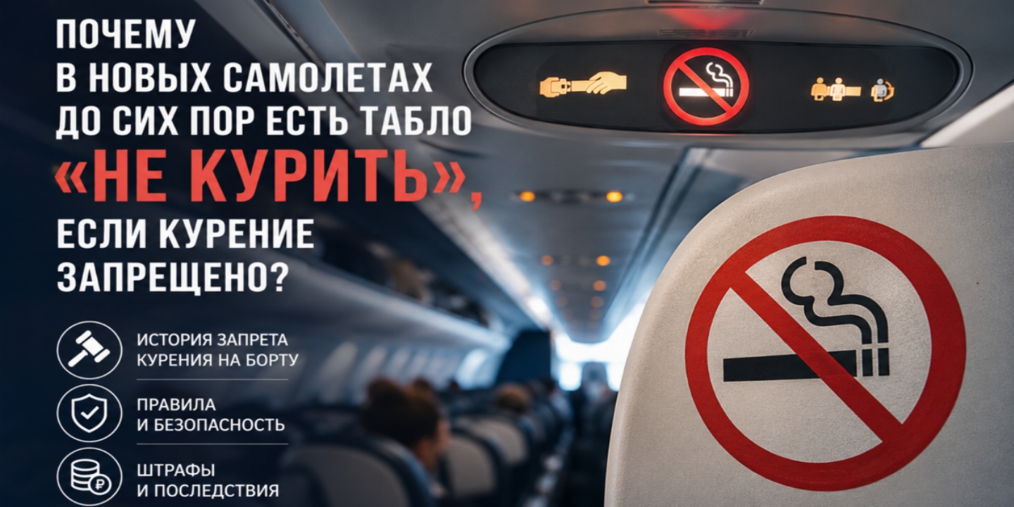 Почему в новых самолетах до сих пор горит табло «Не курить», если курение запрещено уже много лет