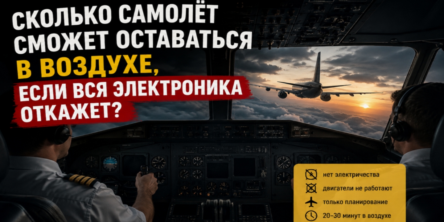 Если в самолёте полностью исчезнет электричество: сколько он сможет продержаться в воздухе и сможет ли приземлиться?
