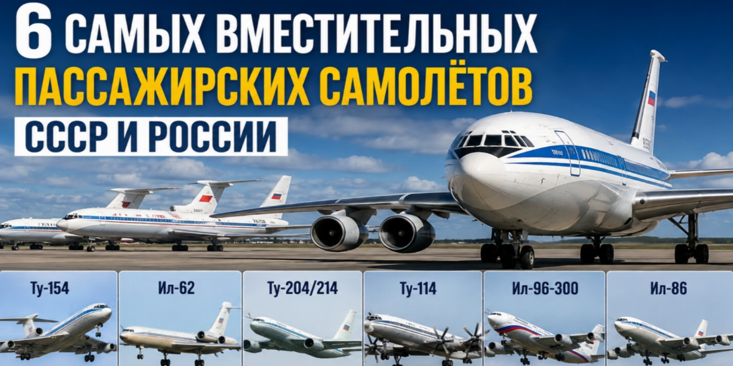 6 самых вместительных пассажирских самолётов СССР и России