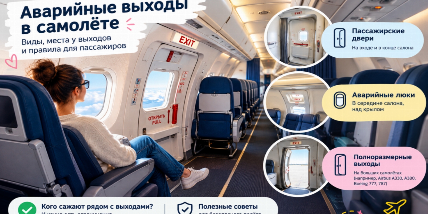 Аварийные выходы в самолёте: какие бывают, чем отличаются и кто может сидеть рядом с ними