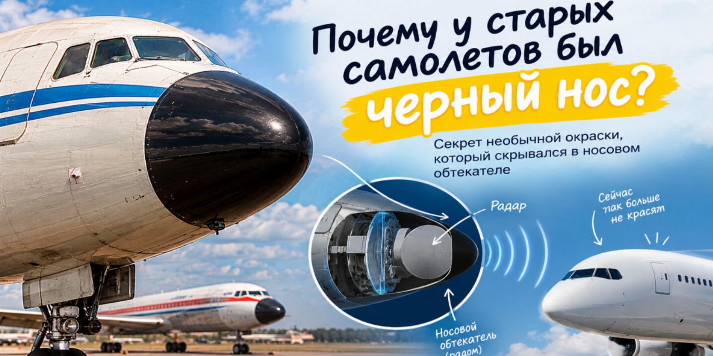 Зачем самолетам красили носы в черный цвет: секрет, о котором многие не догадываются